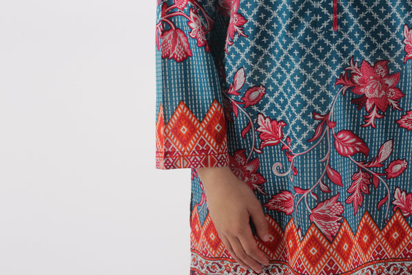 Oaks Teal Lawn Printed Kurti - Anaya Clothing