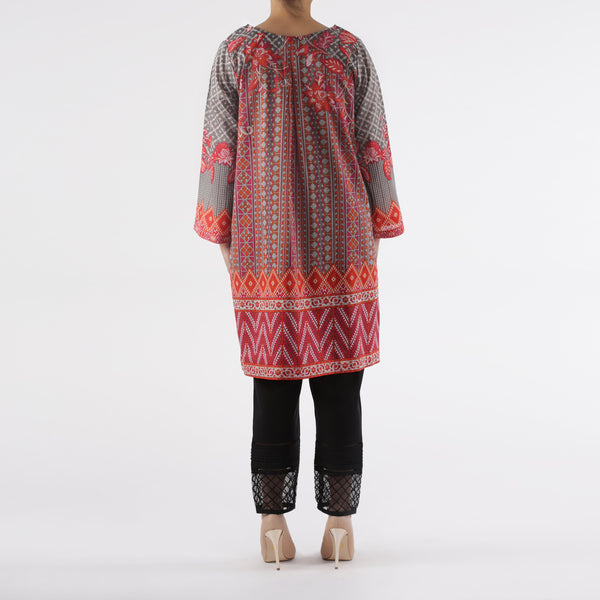Oaks Grey Lawn Printed Kurti - Anaya Clothing