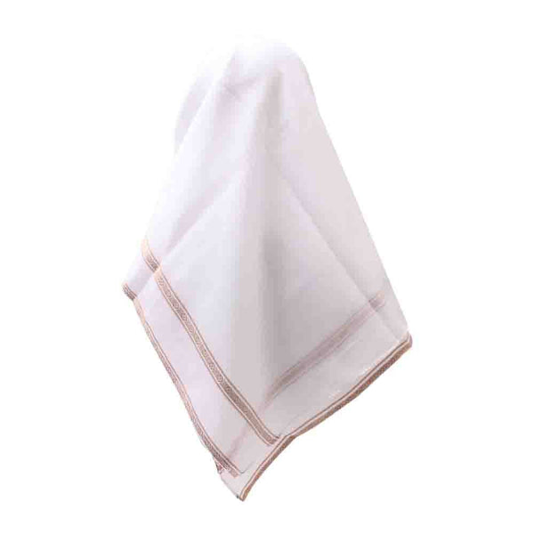 Plain White Scarf with Gold Trim